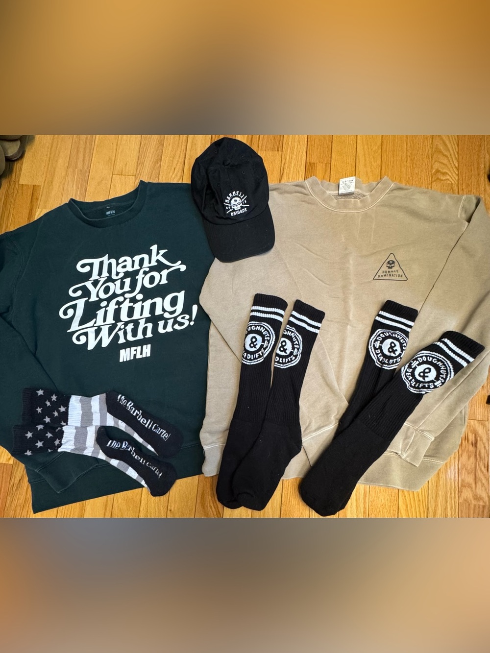 RARE MFLH Barbell Brigade Sweatshirts and Lifting Accessories